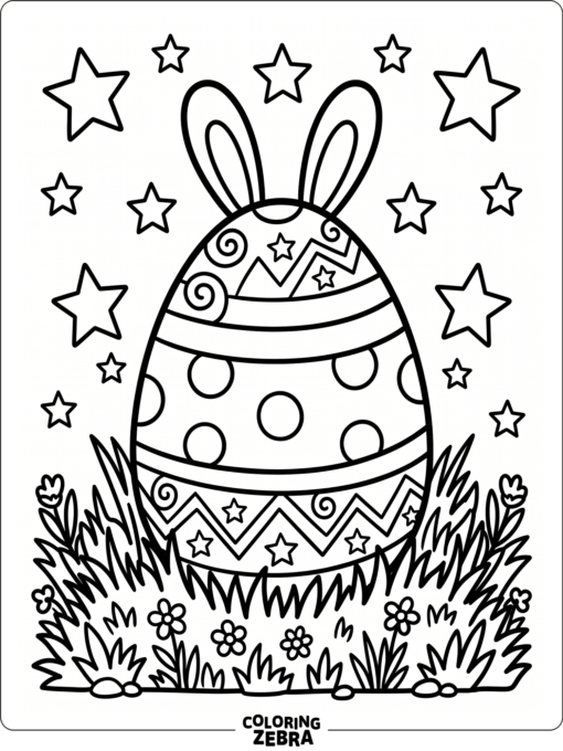 Big egg with bunny ears and stars