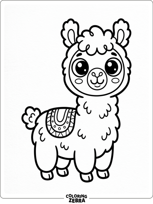 A simple llama with big eyes and soft round shapes