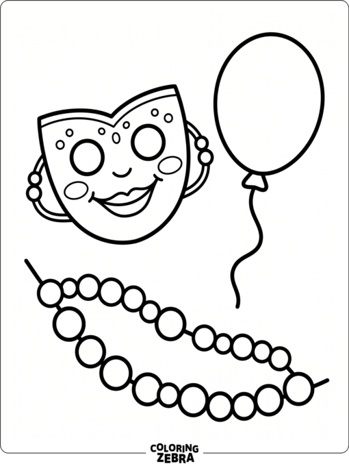 A cheerful mask with beads and a balloon