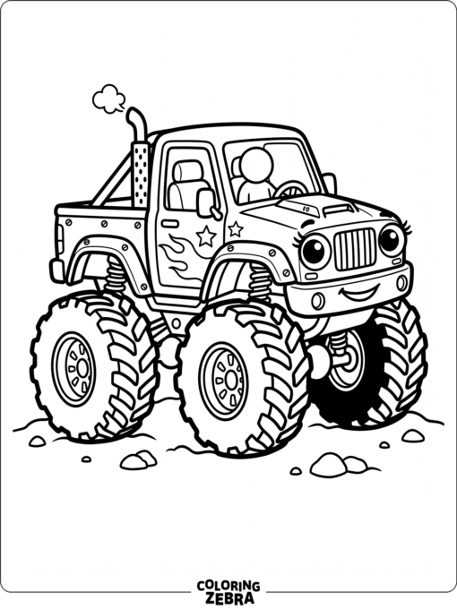 A simple monster truck with round eyes