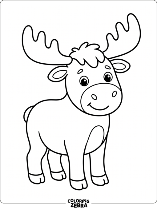 A cute moose with simple shapes for young children