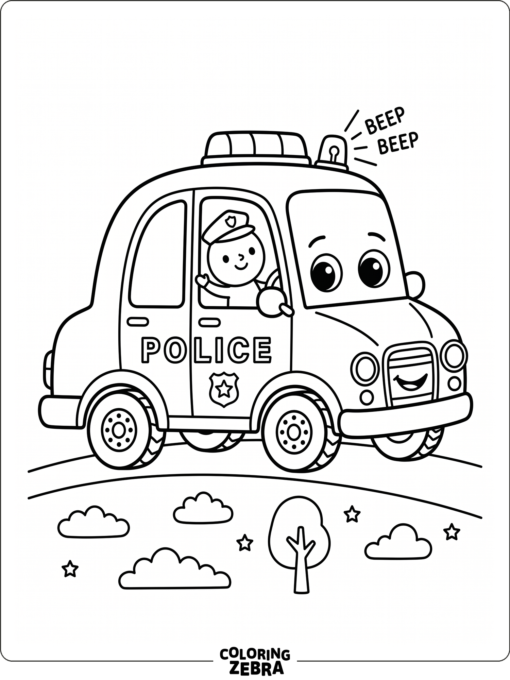 A simple police car with big windows