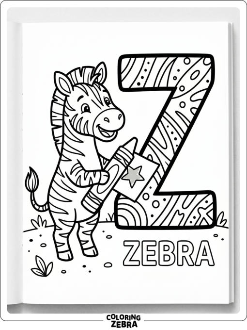 A smiling zebra beside the letter Z