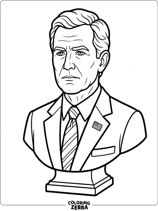 Clean president portrait with a flag pin and suit