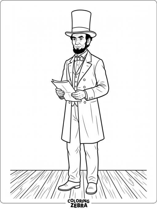 President Lincoln with a tall hat and folded paper