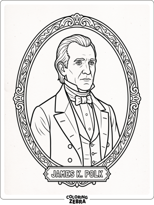 President Polk portrait in a classic frame