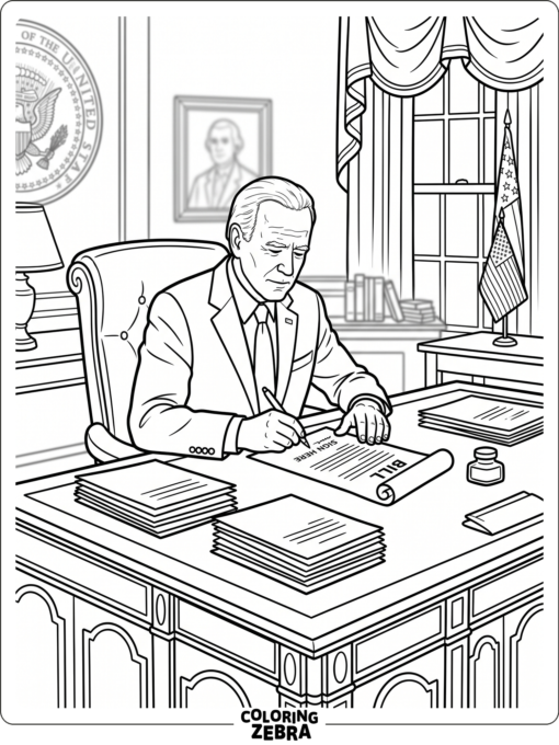 A president signing a bill at a desk