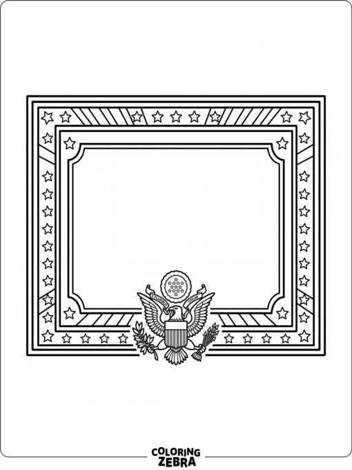 A greeting card frame with stars and stripes