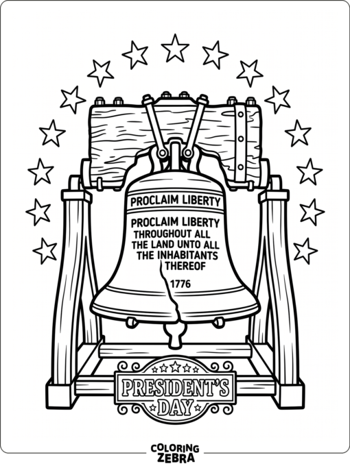 The Liberty Bell with stars and a banner