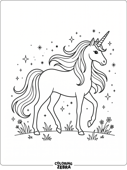A graceful unicorn with a flowing mane