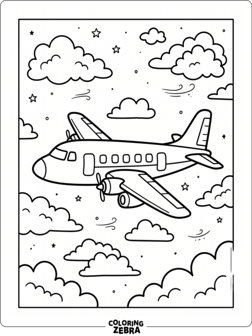 Simple passenger airplane in the sky