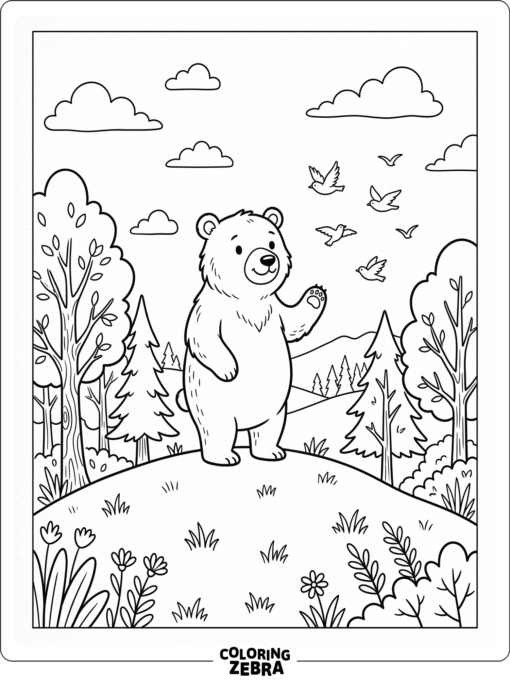 A brown bear standing on a hill