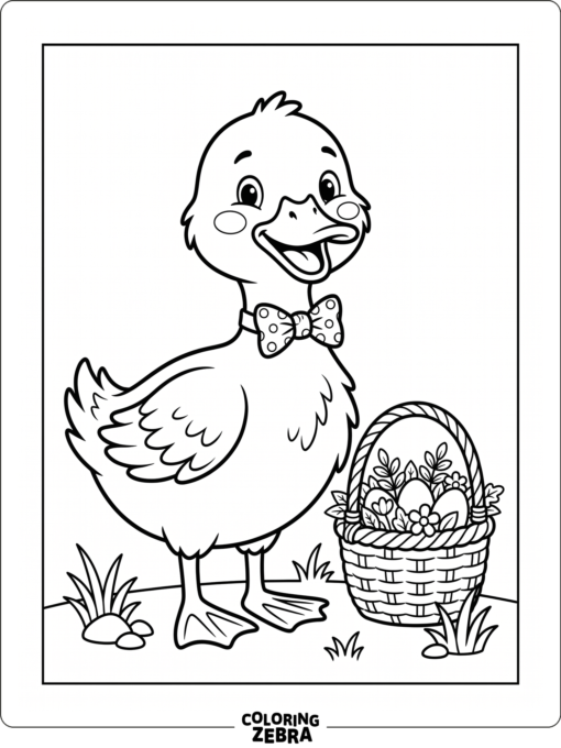 A printable cute duck with a bow tie