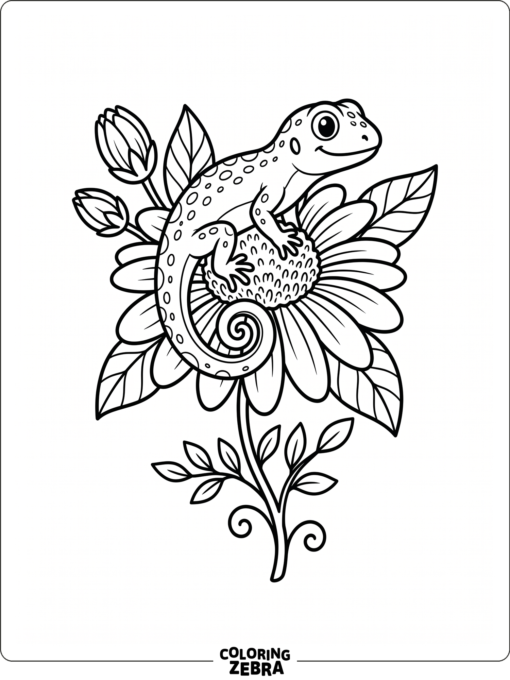 A cute lizard perched on a flower