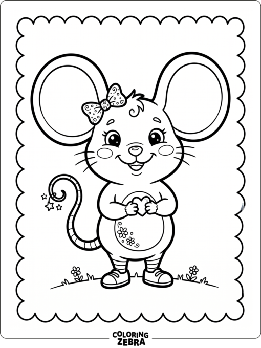 A cute mouse with a bow and big ears