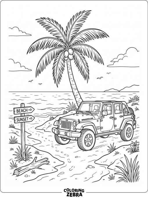 Printable Jeep Wrangler Scene