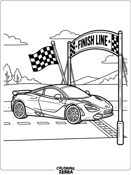 Printable McLaren beside a finish line