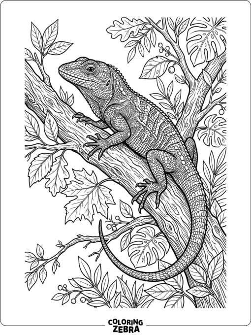 A realistic lizard perched on a branch