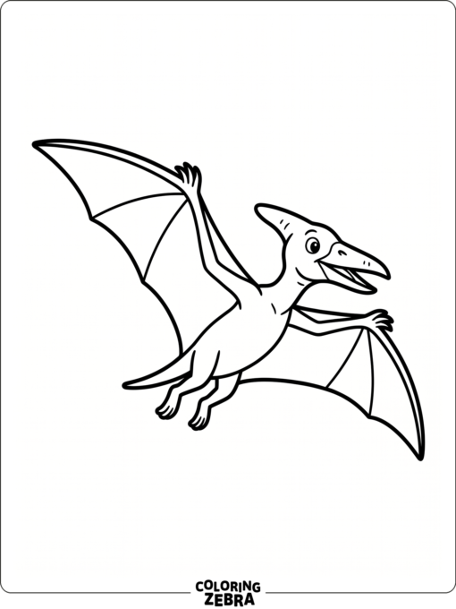 A pterodactyl outlined with simple wing shapes
