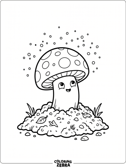 Small Puff-shroom rising from the ground in a clean garden outline