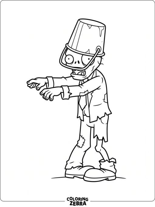 A bucket-helmet zombie from a plant battle game
