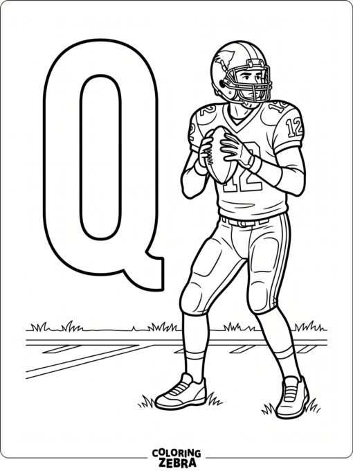 A big Q with a quarterback and football