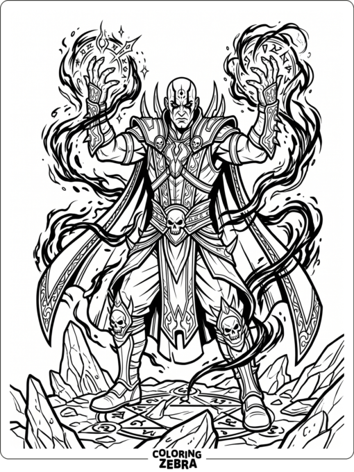 Quan Chi casting dark magic with raised hands