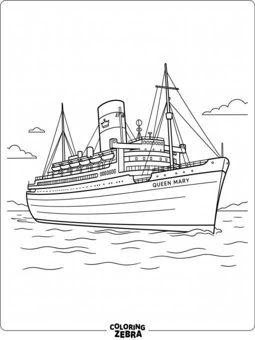 A large ocean liner with elegant decks and a tall funnel