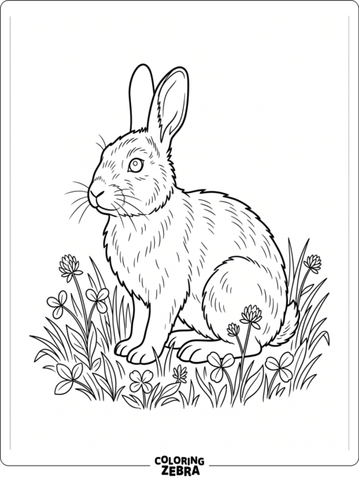 A realistic rabbit sitting in meadow grass