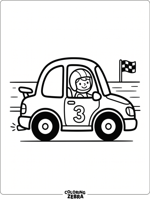 A cute car with a friendly face and tiny wheels