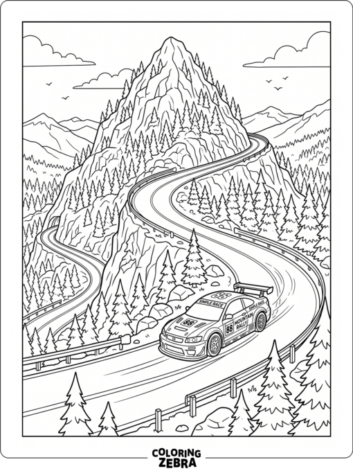 A race car on a winding mountain road