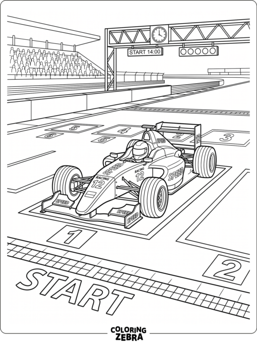 A race car on the starting grid