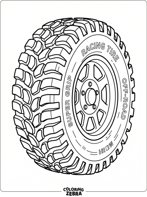 Car tire with a basic tread pattern and clean outline