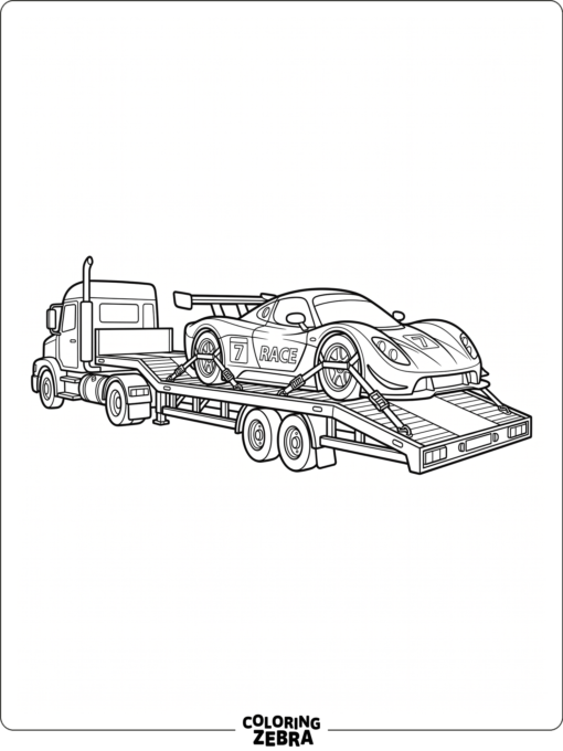 A race car on a transport trailer
