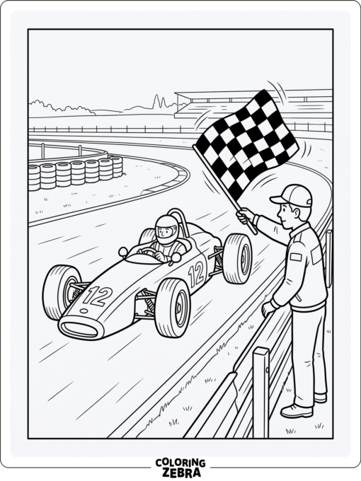 A race car taking a victory lap