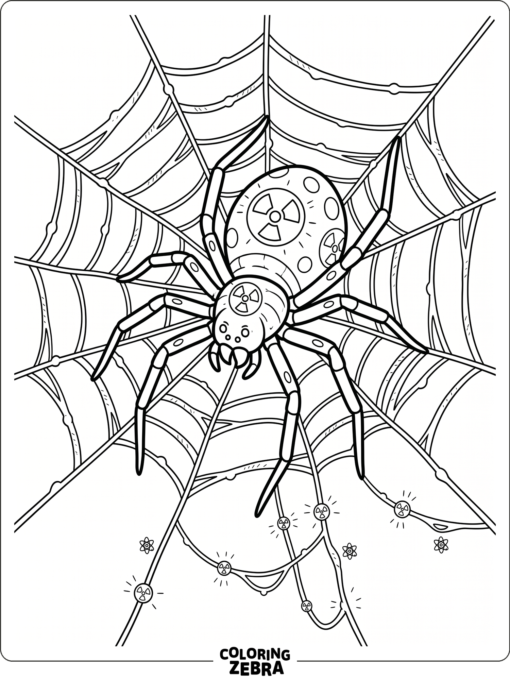 A radioactive spider with glowing spots and web strands