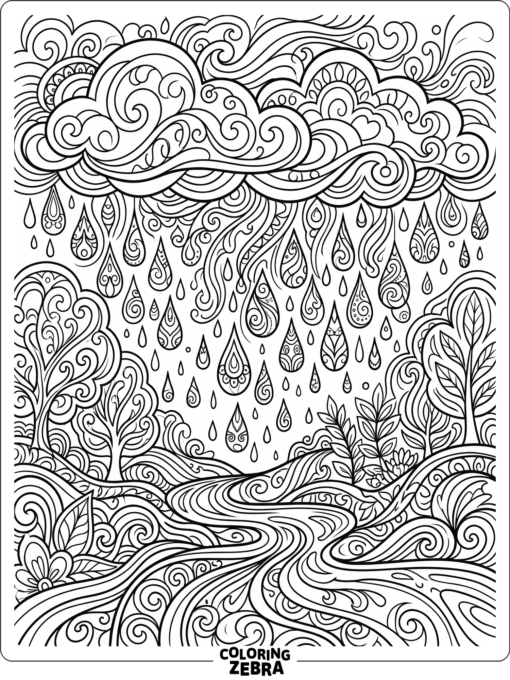 Decorative rain clouds with flowing patterns