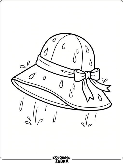 A rain hat with raindrops around it