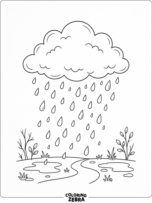 A simple cloud and a few falling raindrops