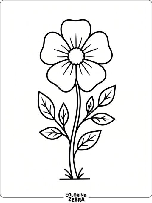 A flower with rainbow petals and a leafy stem