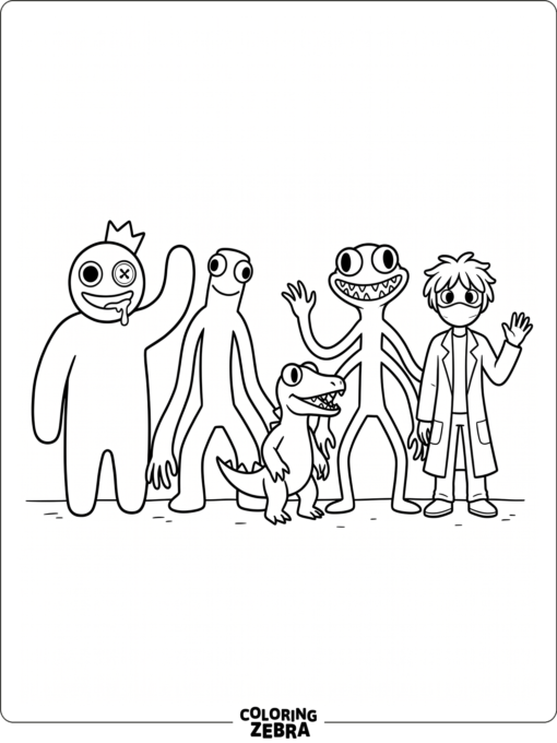 Rainbow Friends characters standing together in a clean lineup