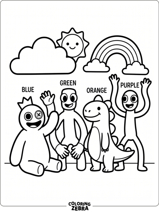 Simple Rainbow Friends characters for preschoolers