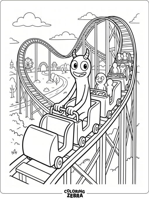 Orange on a roller coaster with winding tracks