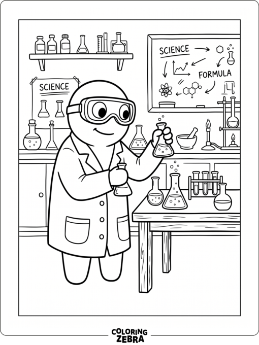 Rainbow Friends scientist in a laboratory with beakers