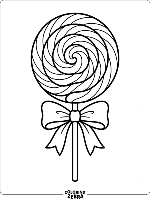A rainbow lollipop with a ribbon bow