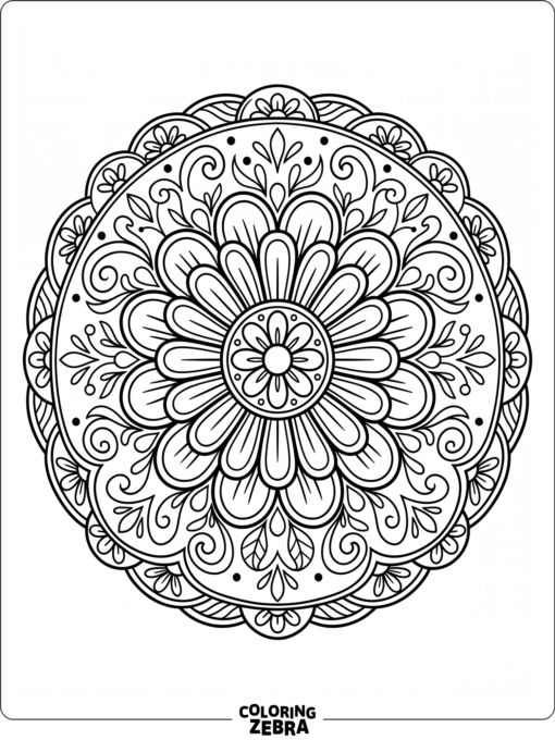 A rainbow mandala with petal shapes