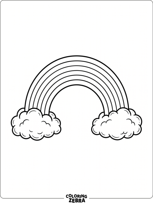 A simple rainbow arc with clouds