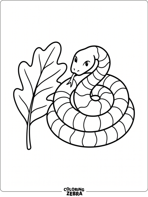 A snake with rainbow bands near a leaf