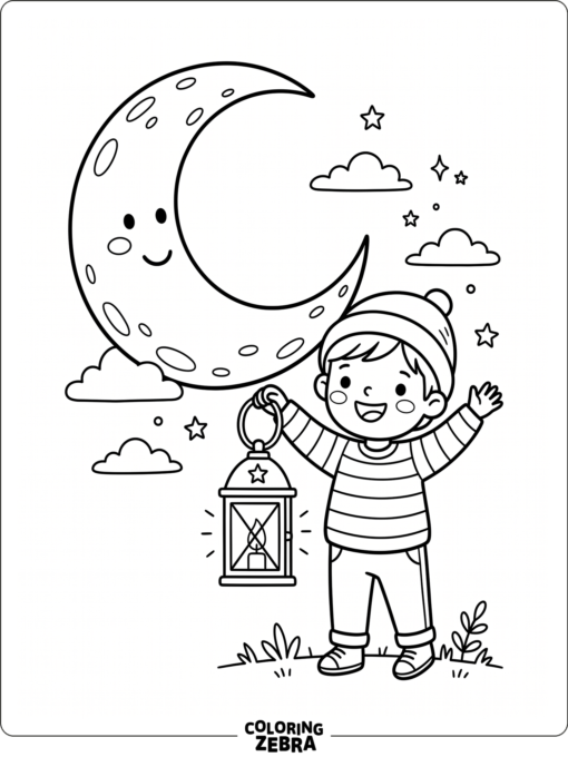 Simple moon and lantern for preschoolers