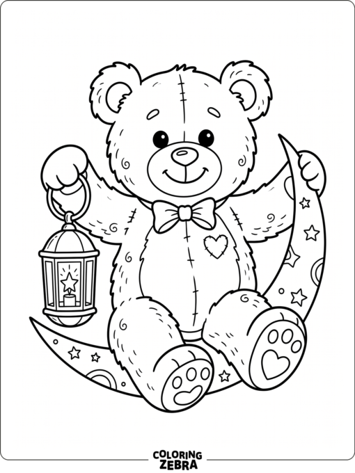 Cute teddy bear with Ramadan symbols